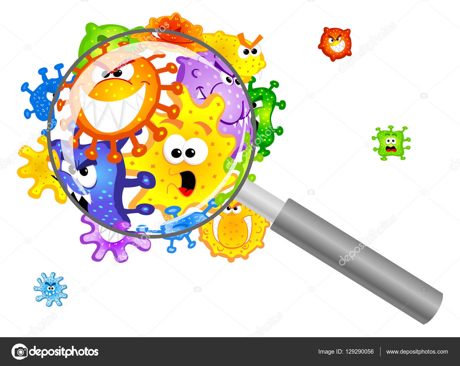 Bacteria under a magnifying glass Stock Vector Image by ??antimartina