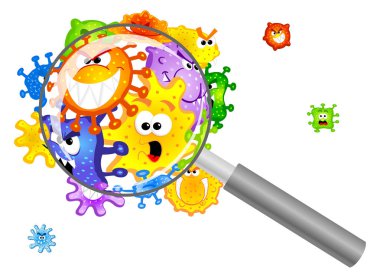 bacteria under a magnifying glass clipart