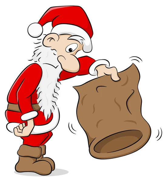 Santa Claus con una bolsa vacía — Vector de stock