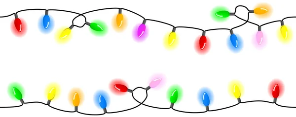 Cadenas de luces sin costura — Vector de stock