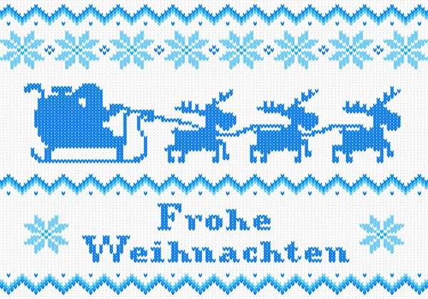 Rot und weiß Weihnachten stricken Grußkarte — Stockvektor