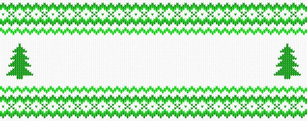 緑と白のニットの背景 — ストックベクタ