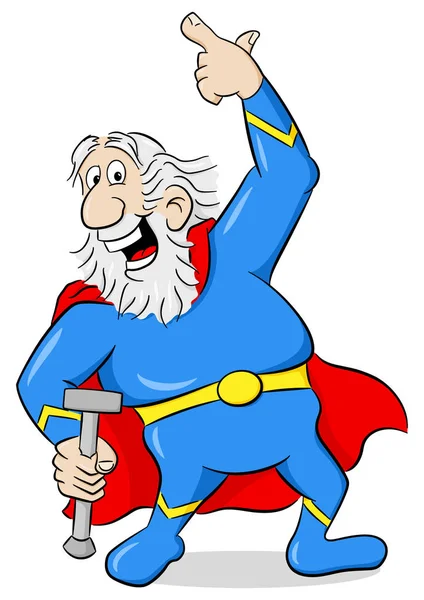 Senior superhjälte med cape — Stock vektor