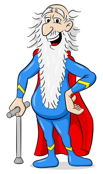 Super héros senior avec cape — Image vectorielle