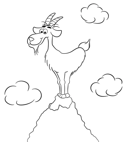 Goat standing on a mountain peak — Stock Vector