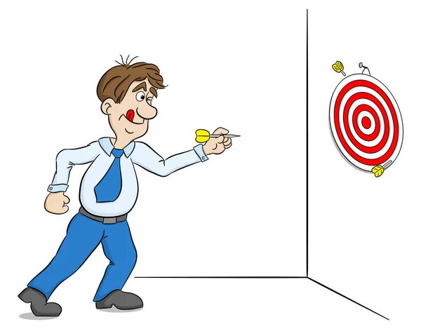 Cartoon man spelen dart — Stockvector