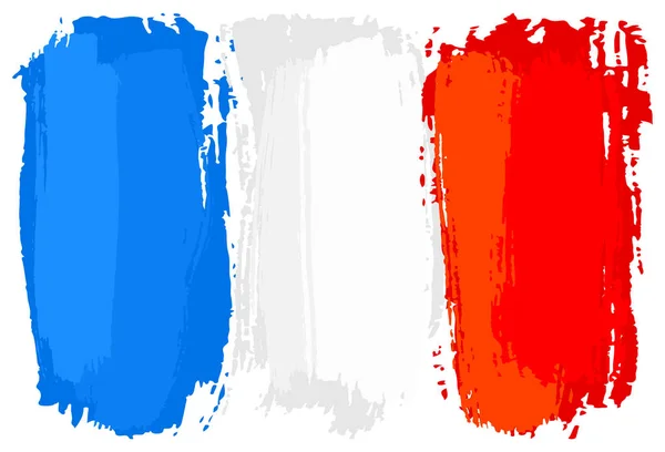 Drapeau de France peint avec des coups de pinceau — Image vectorielle
