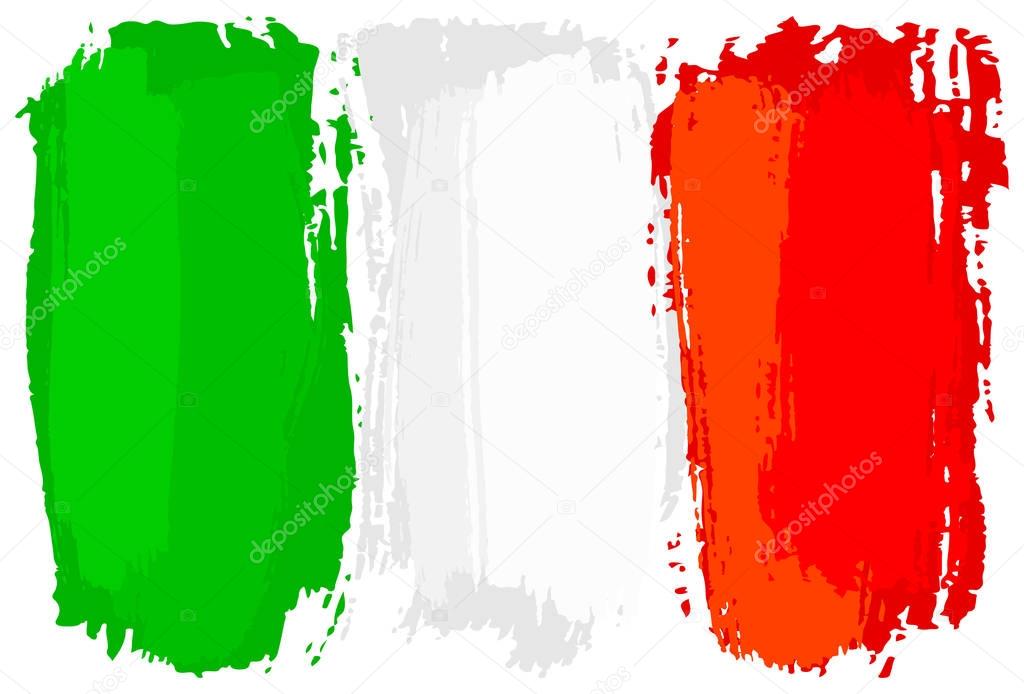 flag of Italy painted with brush strokes