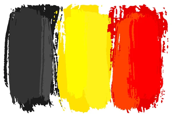 Vlajka Belgie malované tahy štětce — Stockový vektor