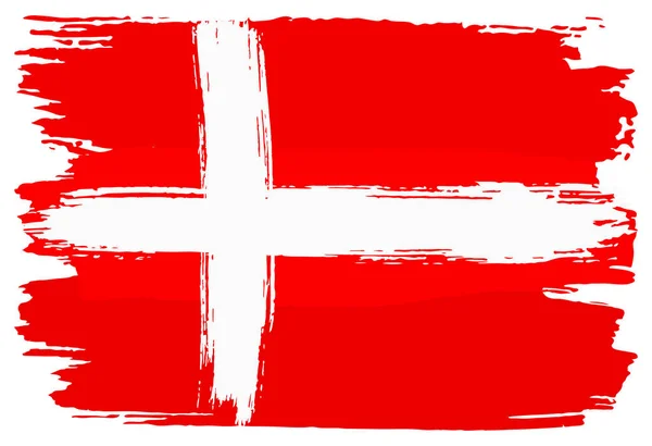 Danimarka bayrağı fırça darbeleri ile boyalı — Stok Vektör