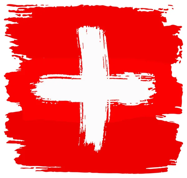 Ecsetvonásokkal festett Svájc zászlaja — Stock Vector