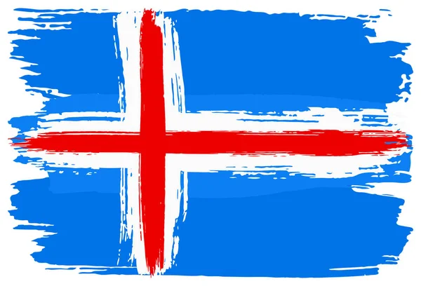 Ecsetvonásokkal festett Izland zászlaja — Stock Vector
