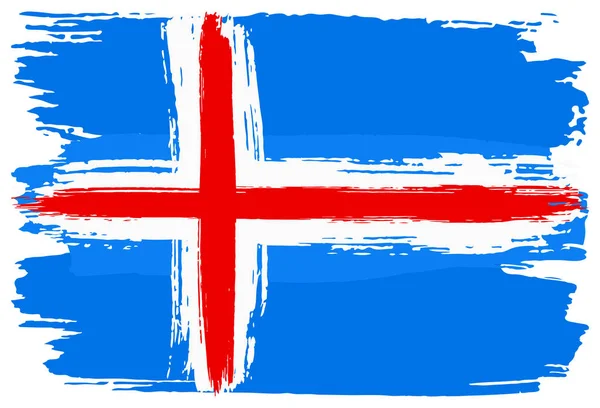 Drapeau de l'Islande peint avec des coups de pinceau — Image vectorielle