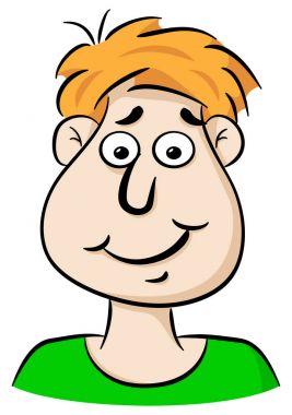 gülümseyen bir çizgi film adam portresi