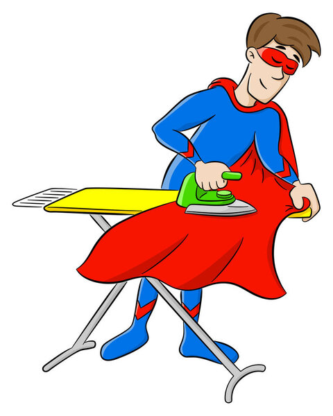 hero ironing his cape