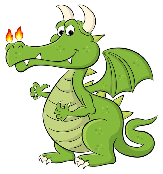 Gröna tecknad dragon — Stock vektor
