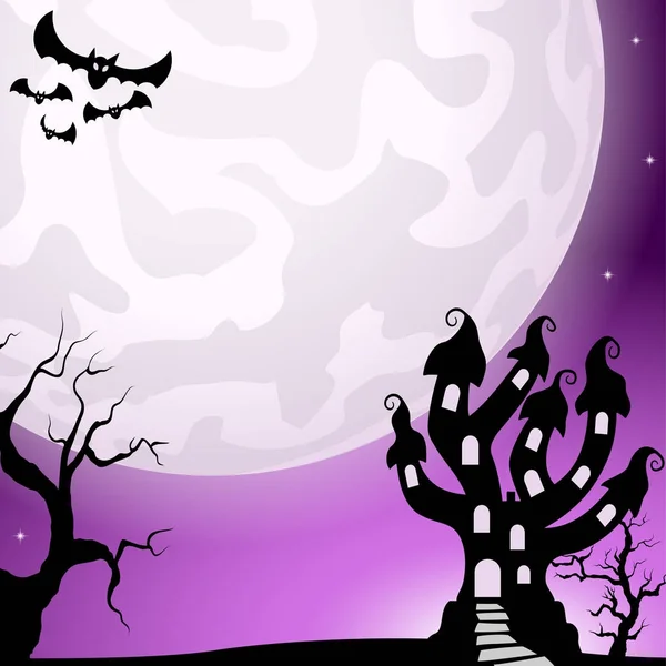 Haunted castle in a full moon night — Stock Vector