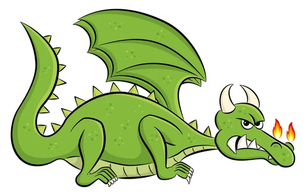 Grüner Zeichentrickdrache — Stockvektor