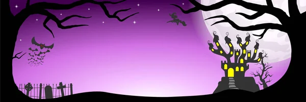 Bannière halloween avec château hanté — Image vectorielle