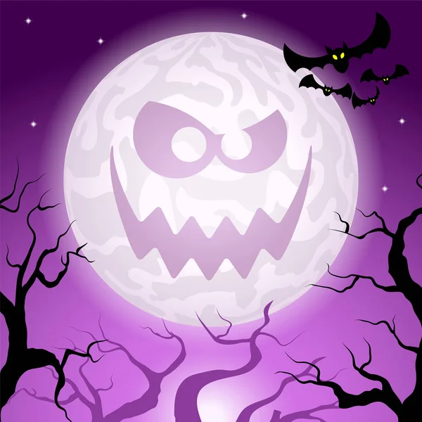 Luna piena di Halloween inquietante — Vettoriale Stock