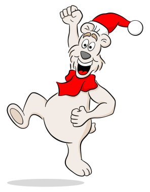 mutlu karikatür Noel kutup ayısı