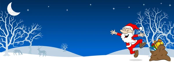 Santa Claus en un paisaje invernal — Vector de stock