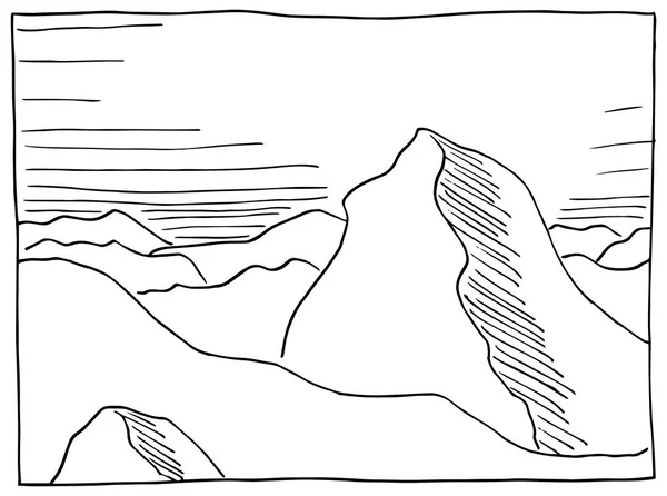 Paisaje rocoso dibujado a mano — Archivo Imágenes Vectoriales