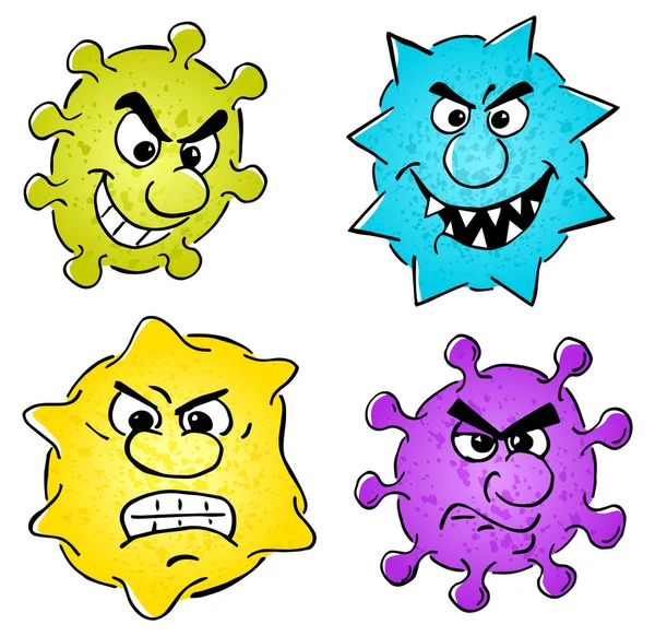 Wild cartoon viruses — Stock Vector