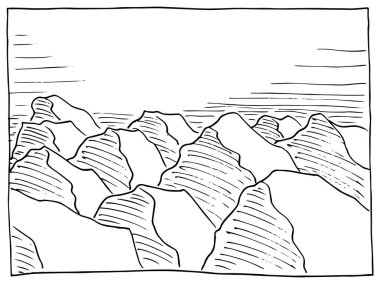çizilmiş rock manzara el