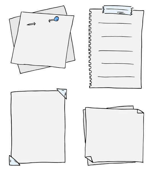 Set of different scribbled notepads with free space — Stock Vector