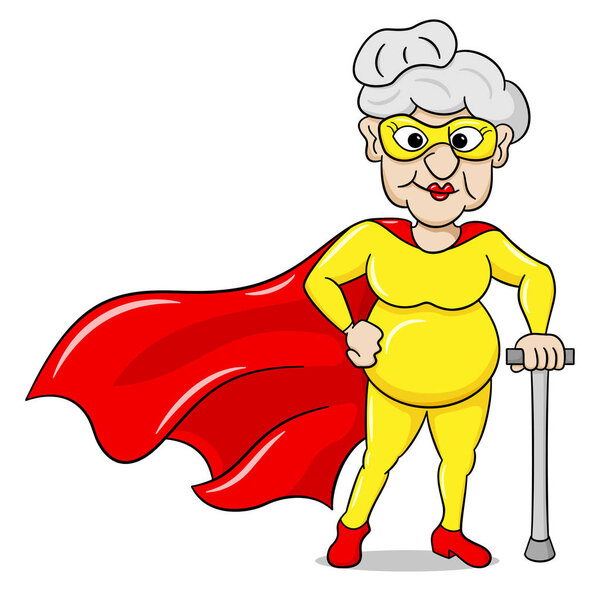 senior super heroine with cape