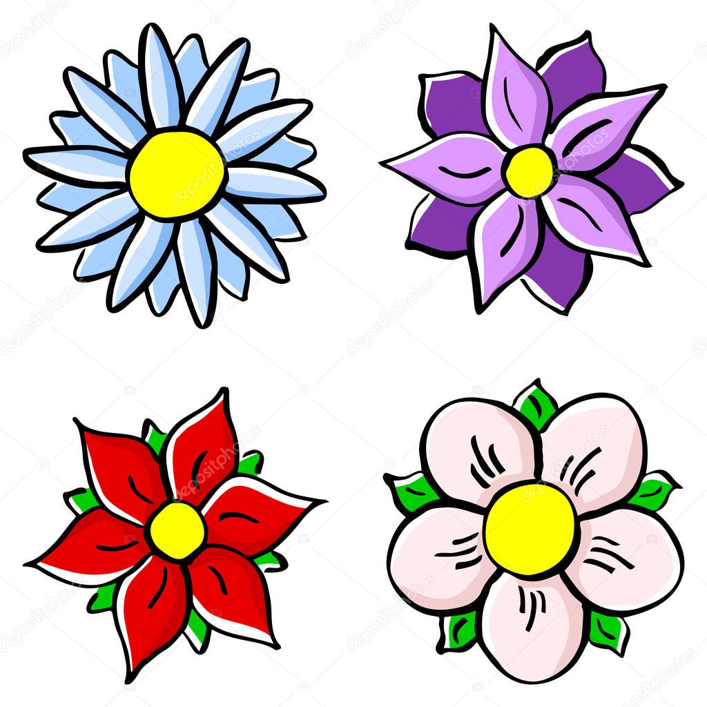 Flores coloridas animadas | flores coloridos dibujos animados — Vector