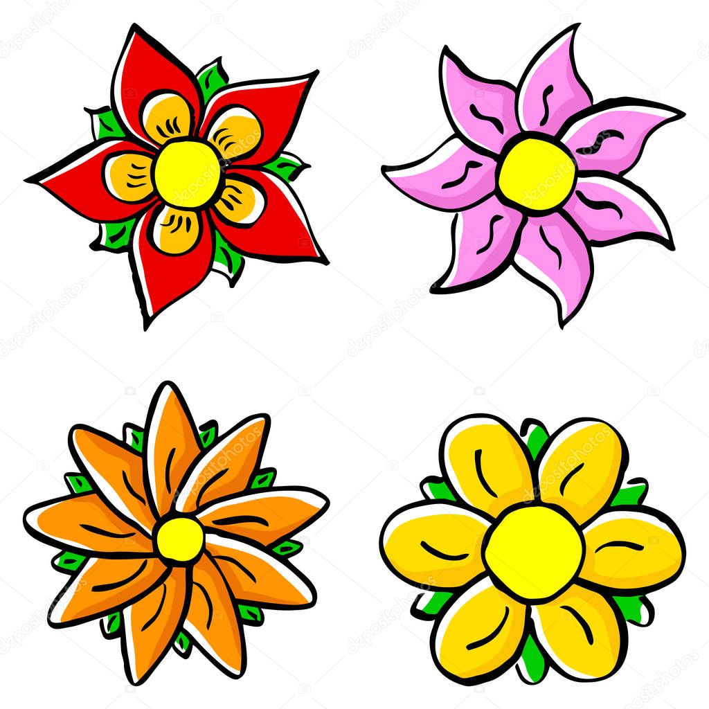 fleurs colorées de dessin animé — Image vectorielle ... fleurs colorées de dessin animé — Image vectorielle ...