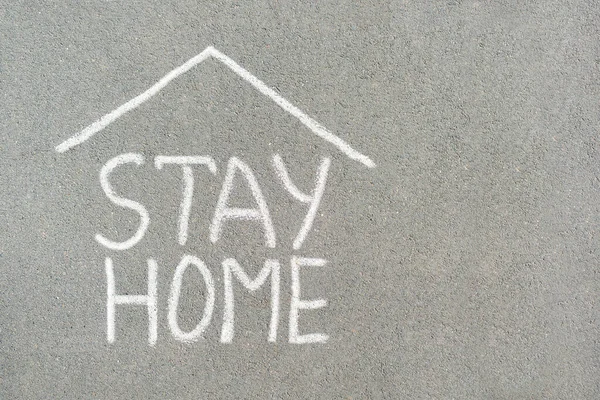 Inscription Asphalt White Chalk Stay Home Roof Top Drawing Important — Stock Photo, Image
