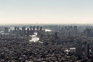 Tokyo siluetinin görünümü fron Skytree Kulesi bakış, Japonya