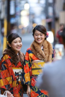 Geyşa Gion, Kyoto, Japonya fotoğraflandı edilmektedir
