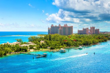 Bahama Adaları tropikal plaj sahne Nassau, Karayipler.