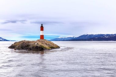 Beagle kanalı Ushuaia, Tierra del Fuego içinde deniz feneri Les Eclaireurs