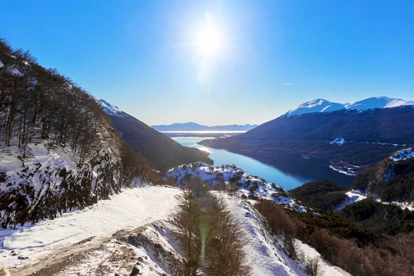 Kış sezonu Ushuaia, Patagonia, Arjantin, kar dolu