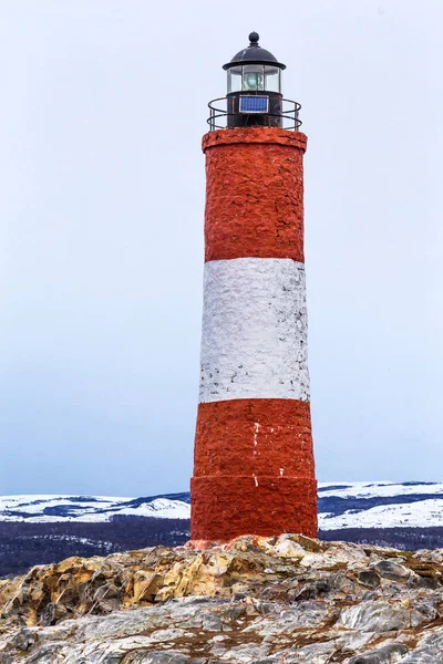 Vuurtoren Les Eclaireurs bij Beagle kanaal in Ushuaia, Tierra del Fuego — Stockfoto