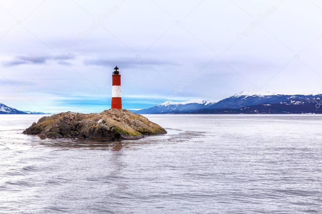 Lighthouse Les Eclaireurs at Beagle Channel in Ushuaia, Tierra del Fuego