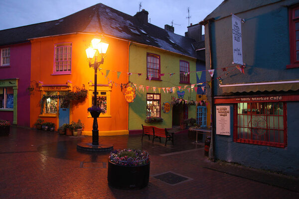 Color houses of Kinsale in the night