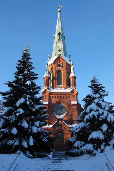 Church Aleksanterin kirkko in Tampere in winter ロイヤリティフリーのストック画像