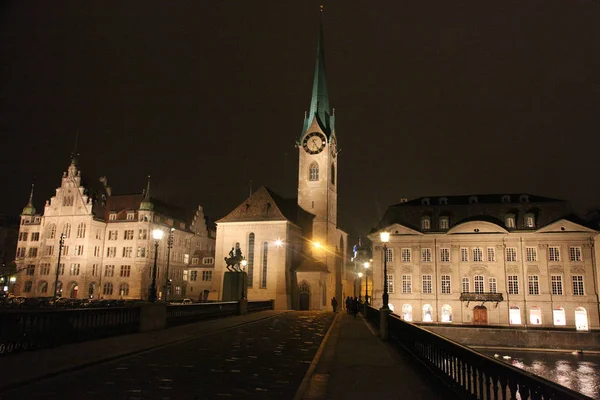 チューリッヒの夜景 ストック写真