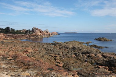Pembe granit kenarı, Brittany Fransa Cote de granit gül
