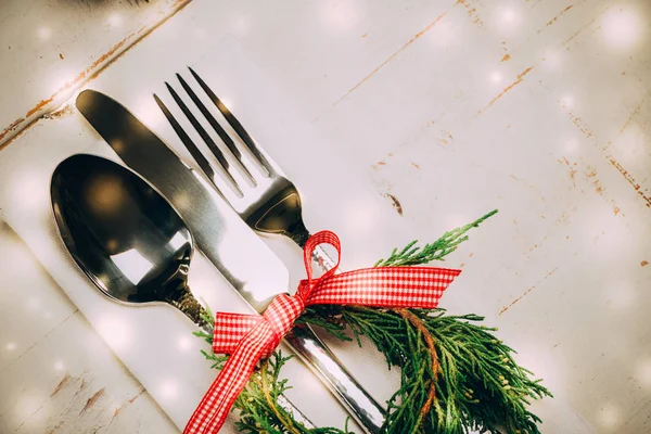 Configuração de mesa de Natal mágico — Fotografia de Stock