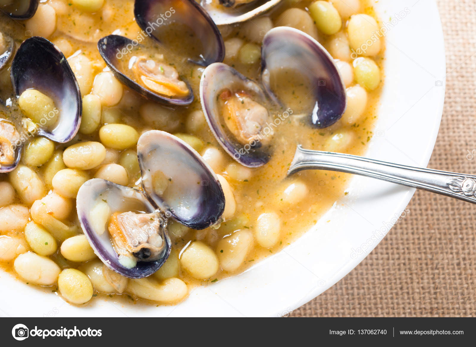 White beans with clams called "pochas" in Spain Stock Photo by ©asife
