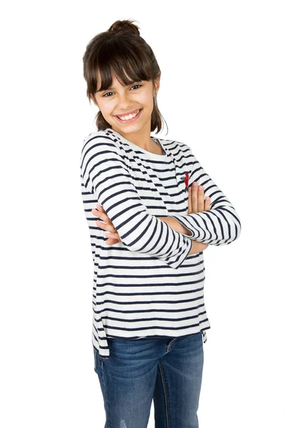 Little girl with arms crossed — Stock Photo, Image