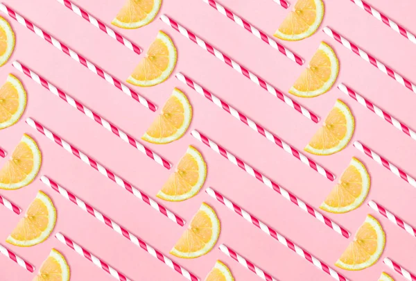 Lemonade pattern on pink background — Stock Photo, Image