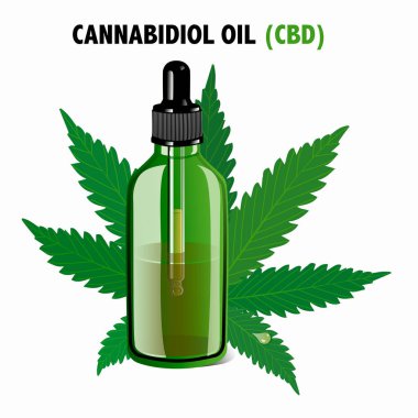 Kenevir yaprağıyla Cbd yağ damlatıcısının çizimi